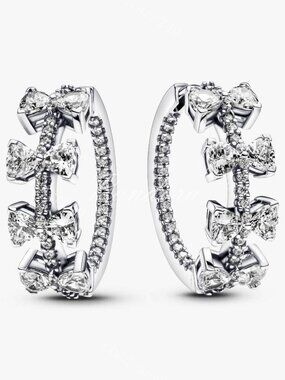 Pandora Sparkling Bow Row Hoop Earrings
